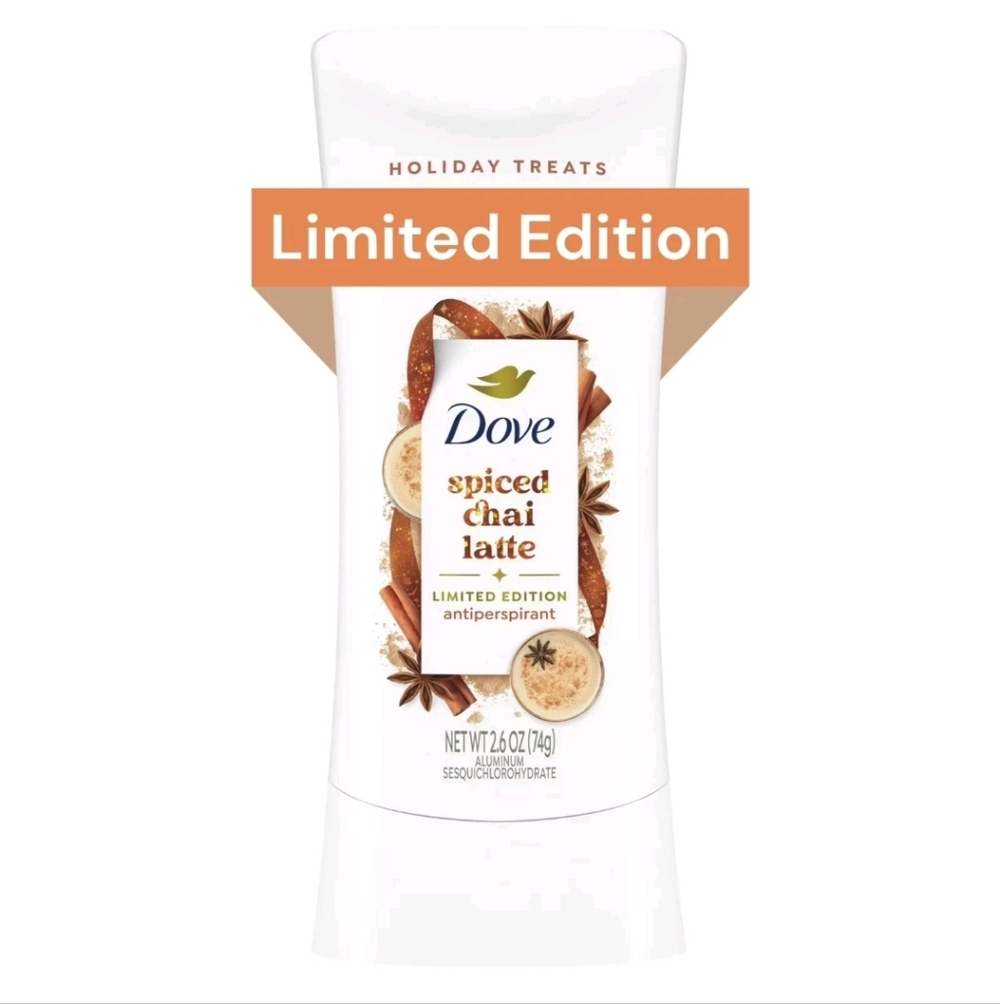 2 Two Dove Limited Edition Antiperspirant Deodorant Stick Spiced Chai Latte 2.6o